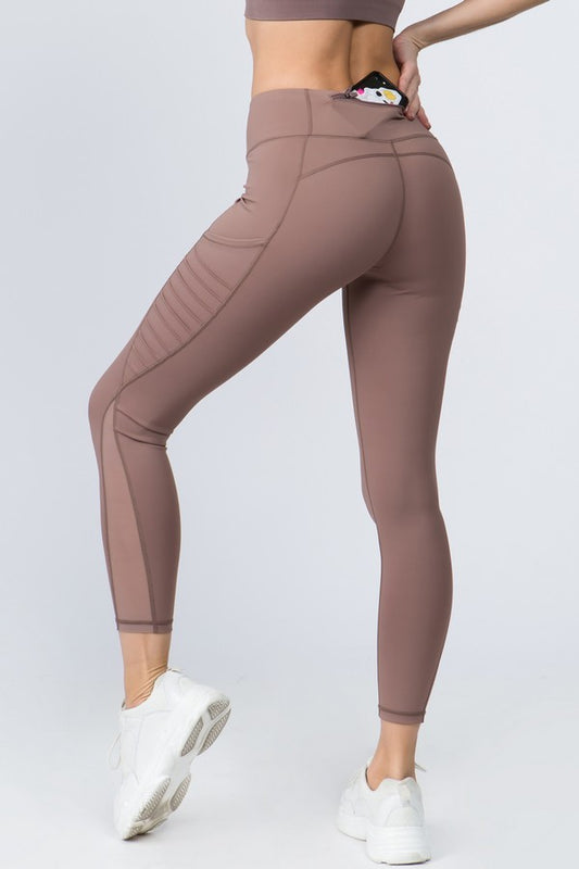 High Waist Mesh Leggings with Moto Pockets