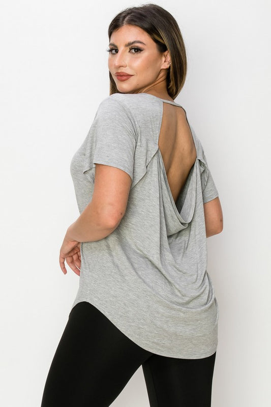 Short Sleeve Open Back Top