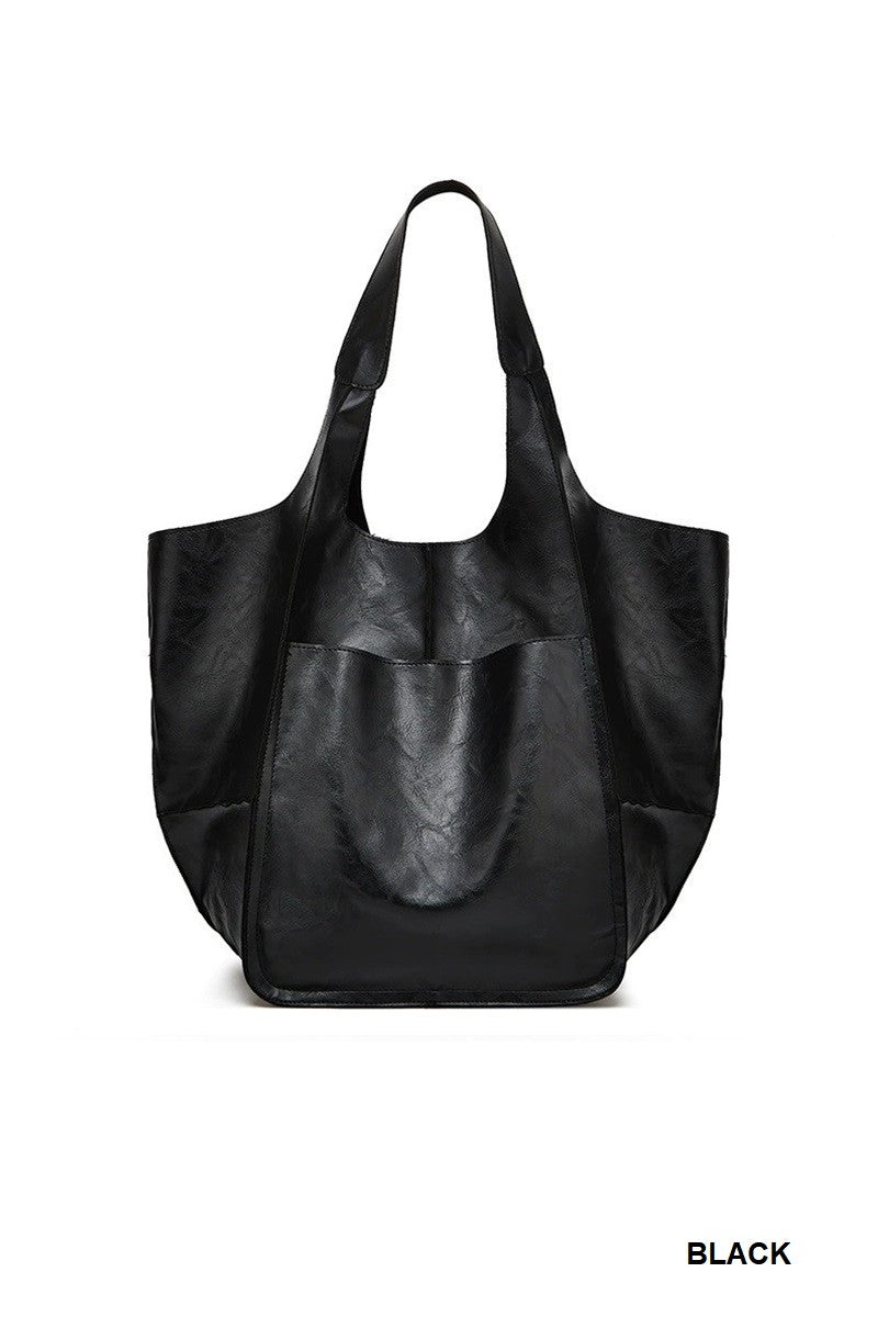 Oversized Large Capacity Soft Vegan Leather Bag