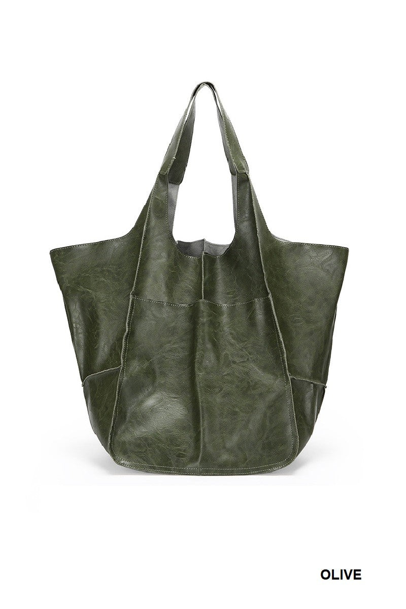Oversized Large Capacity Soft Vegan Leather Bag