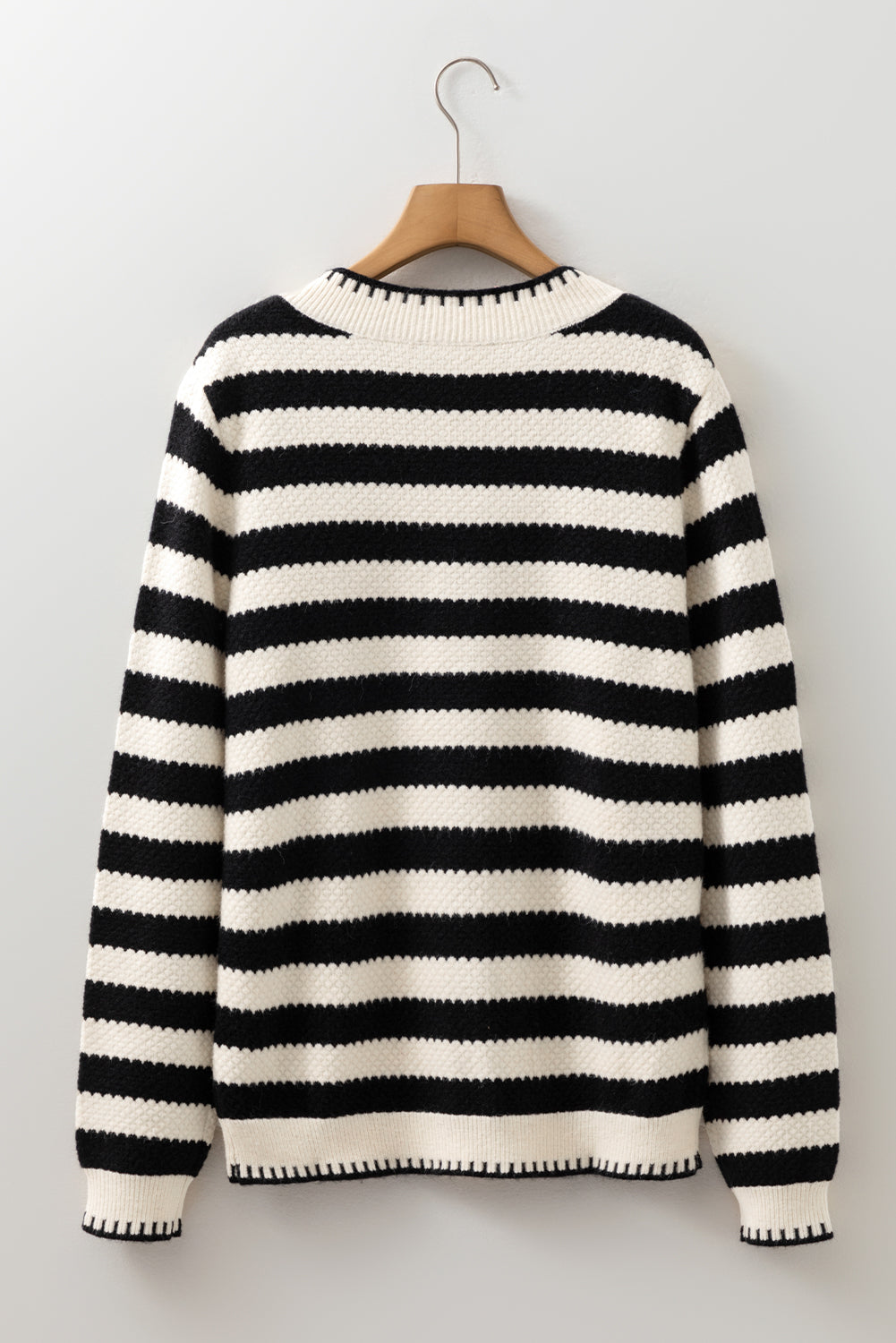 Stripe Chic Golden Button Cardigan Sweater