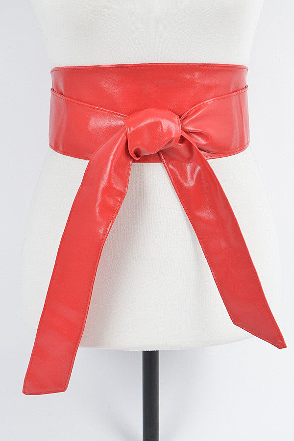 Faux Leather Tie Up Belt